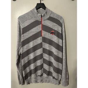 Nike Golf Ohio State Merino Wool Blend Knit Sweater OSU Gray 1/4 Zip Men's large